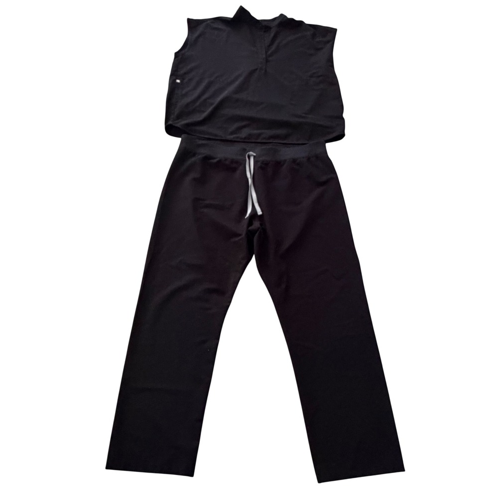 Figs Technical Collection Black Scrub Set Sleeveless Top XL Livingston Pants XXL